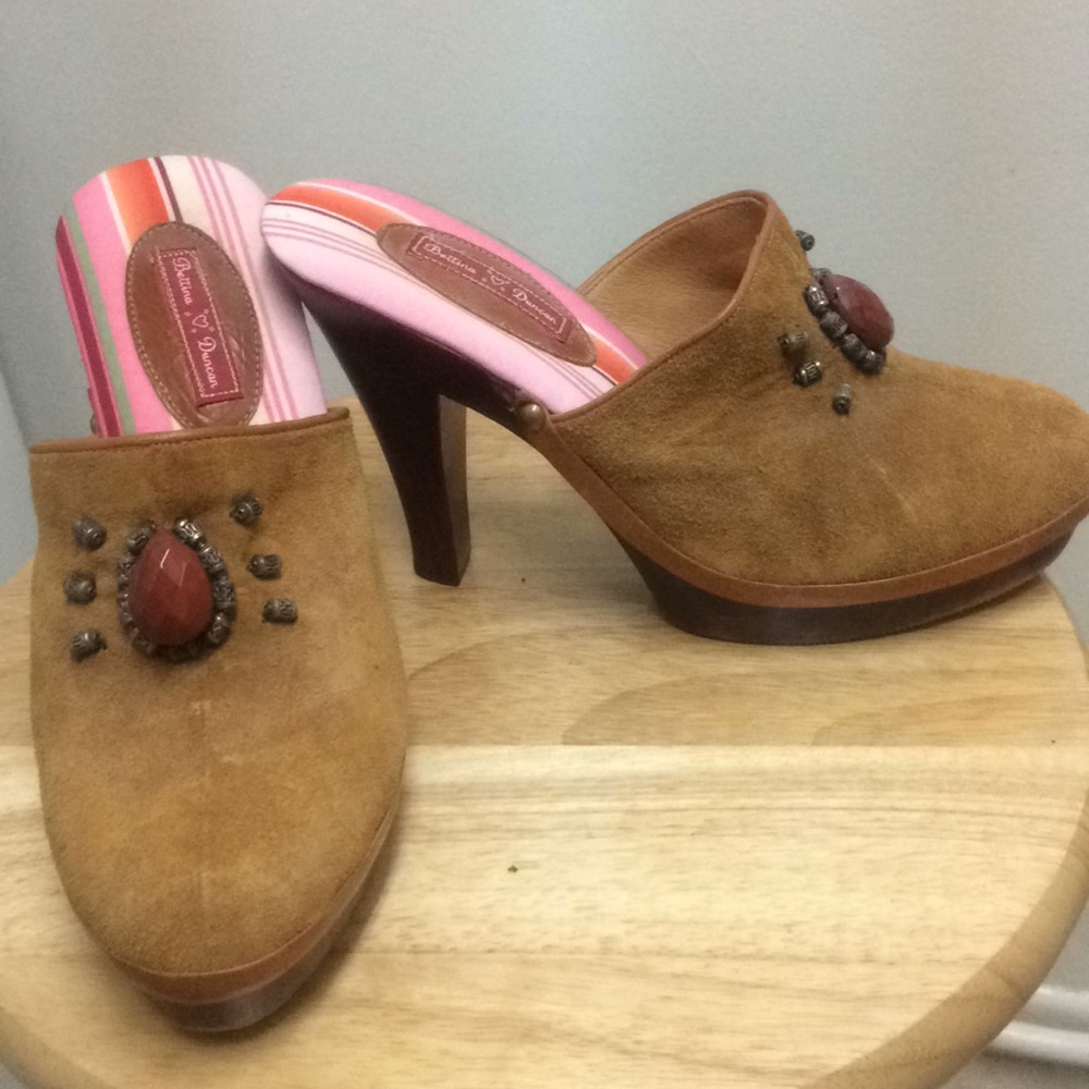 Bettina Duncan Tan Swede Platform Heels- Size 7